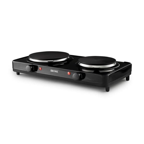 Delron 2 Burner Electric Hot Plate - 2000W - Black