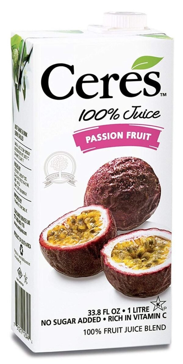 Ceres 100% All Natural Pure Fruit Juice Blend, Passion Fruit - Gluten Free, Rich in Vitamin C, No Added Sugar or Preservatives, Cholesterol Free - 33_8 FL OZ (Pack of 3) Ceres Fruit Juice